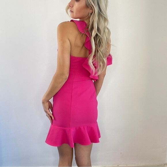 Revolve Likely Hot Pink Fuchsia Ruffle Norvina One Shoulder Dress - Picture 10 of 16